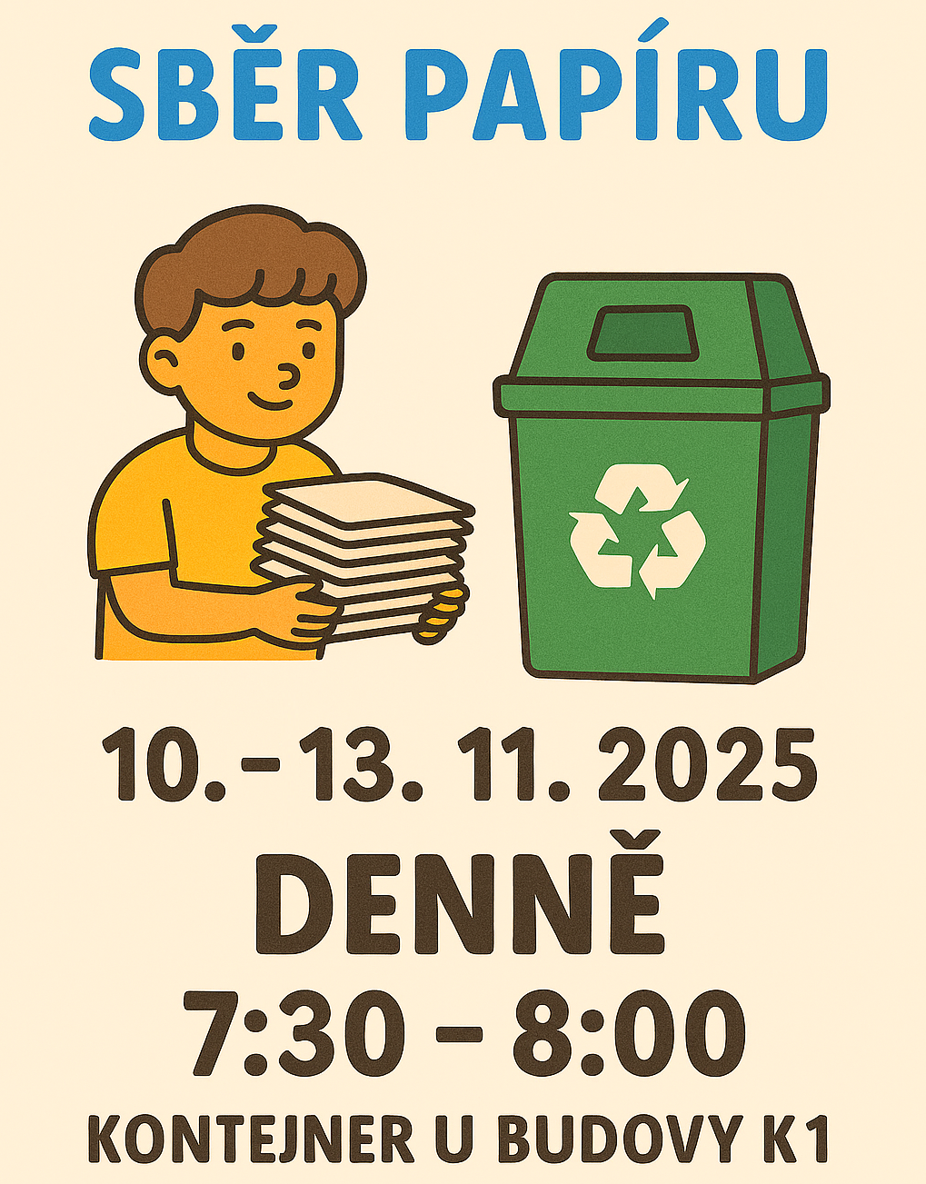 SBĚR  PAPÍRU v termínu 10. – 13. listopadu 2025