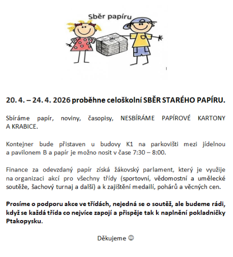 Akce ŽP: SBĚR PAPÍRU SE BLÍŽÍ!